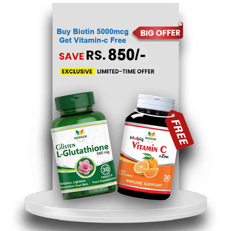Buy Glisten (Glutathione 500mg) & Get Vitamin C Free
