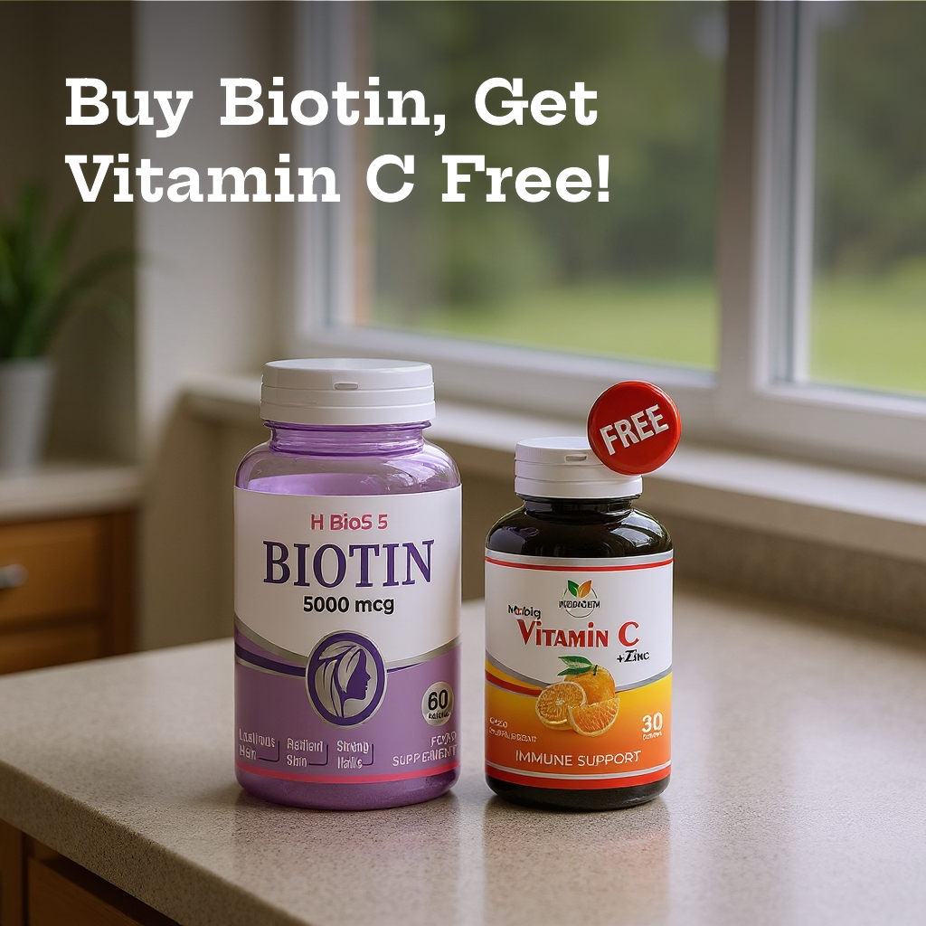 Buy Biotin 5000mcg Get Vitamin C Free