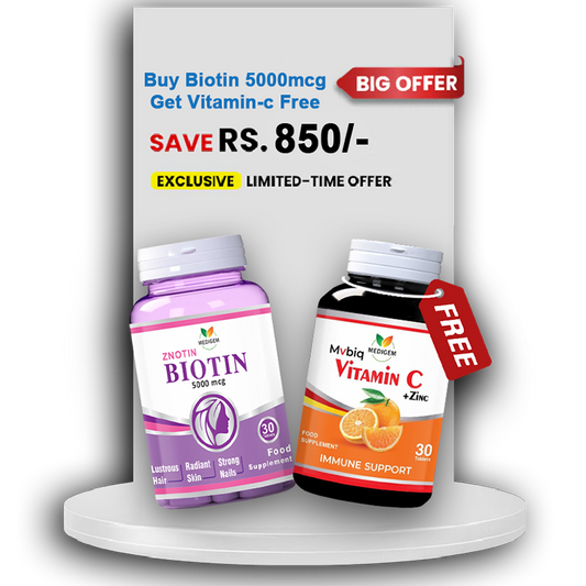 Buy Znotin Biotin 5000mcg Get Vitamin C Free