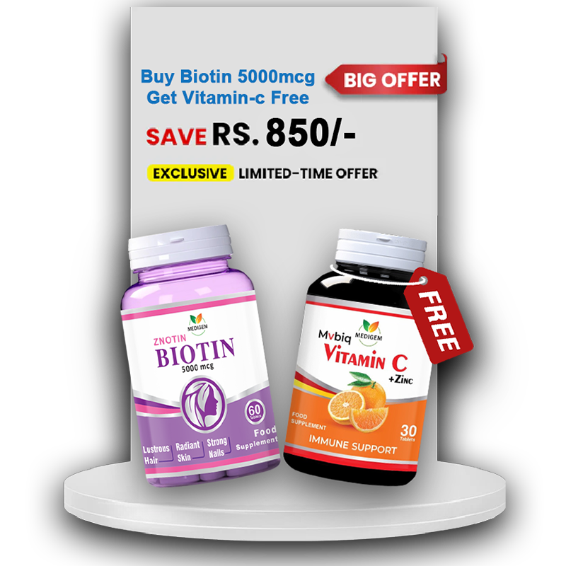 Buy Biotin 5000mcg Get Vitamin C Free