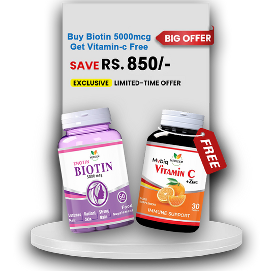 Buy Biotin 5000mcg Get Vitamin C Free