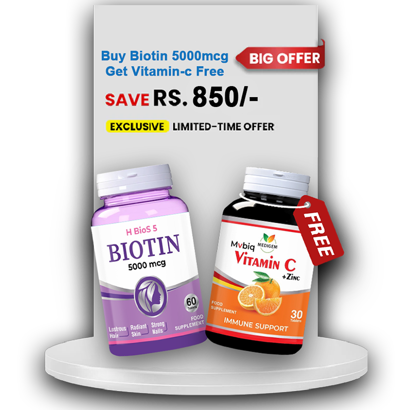 Buy Biotin 5000mcg Get Vitamin C Free